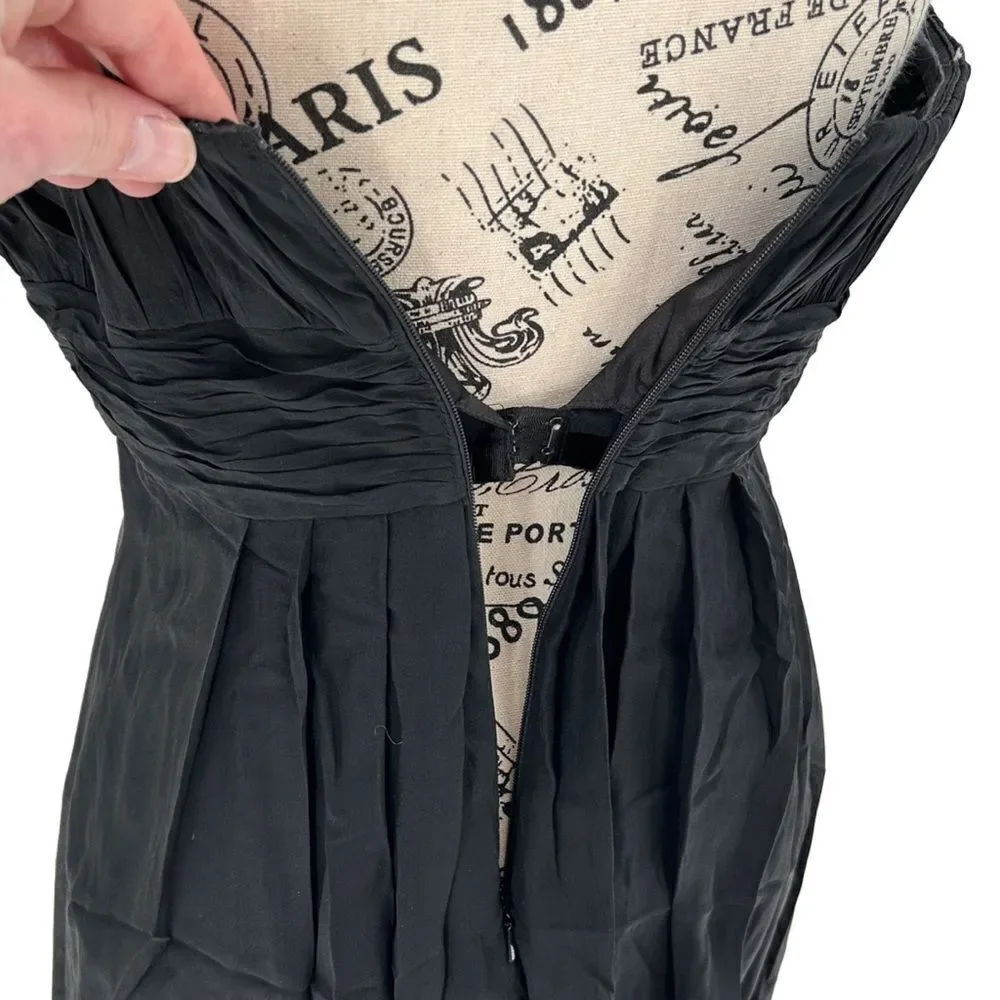 Aidan Mattox Midi Pearl Gem Collar Black Silk Dress Size 8 - Picture 9 of 13